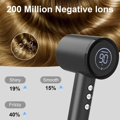 Miniatura 4 de Secador de pelo, motor sin escobillas de 110000 RPM con 200 millones de secador iónico negativo, potente para secado rápido, secador de pelo