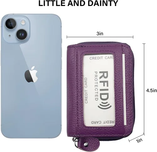 Miniatura 17 de Tarjetero RFID de bolsillo con ventana para ID, piel genuina, S, Negro
