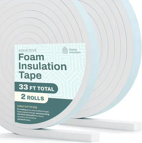 Sello de aislamiento de 33 pies para puertas y ventanas, resistente a la intemperie, sello autoadhesivo de 3/16 pulgadas x 3/8 pulgadas, cinta Blanco