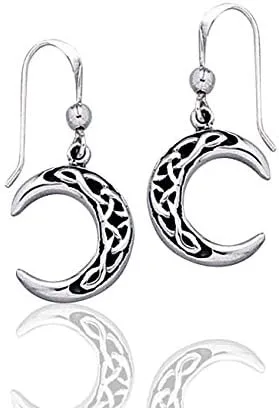 Miniatura 5 de Pendientes de plata de ley con nudo celta y luna creciente, Metal