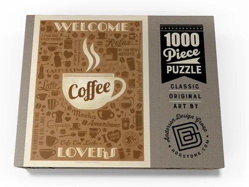 Miniatura 4 de MyPuzzle Coffee Pattern Print, póster vintage, rompecabezas de 100 piezas prémium para adultos
