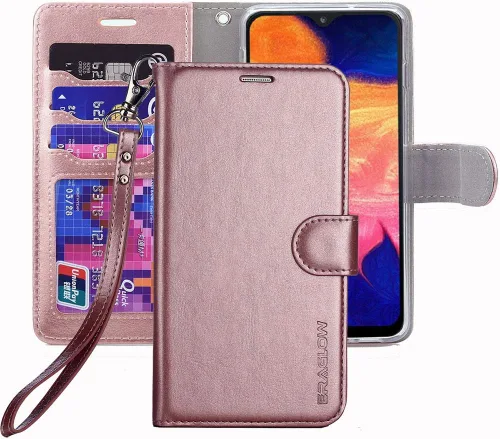 Miniatura 8 de Funda para Galaxy A10E, funda tipo cartera para Galaxy A10E, piel sintética de alta calidad, funda protectora con ranuras para tarjetas y soporte