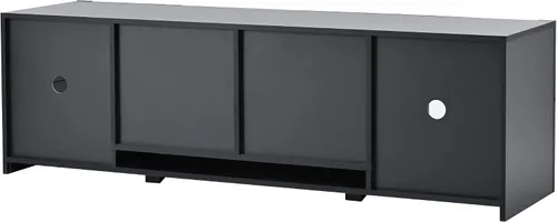 Miniatura 8 de Soporte de TV versátil de alto brillo con luces LED que cambian de color y 2 estantes de vidrio templado, centro de entretenimiento para televisores