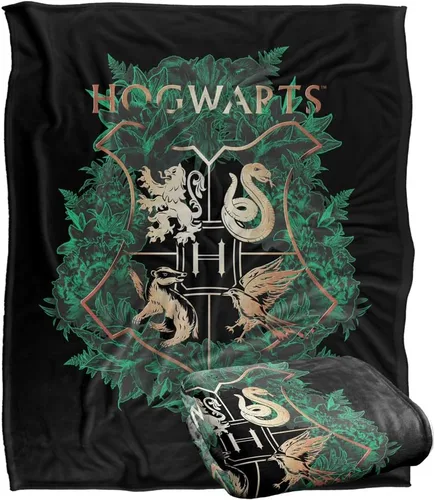 Miniatura 10 de Harry Potter Hogwarts - Manta con diseño floral verde y dorado con diseño de cresta sedosa al tacto, súper suave, 36 x 58 pulgadas, diseño floral