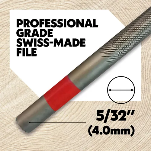 Miniatura 2 de Oregon Limas redondas profesionales de 5/32" (4.0 mm) para afilar cadenas de motosierra de 1/4", 3/8" de perfil bajo, paquete de 12 (70504)