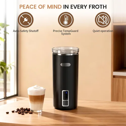 Miniatura 4 de Kndko Espumador de leche eléctrico, espumador de leche y vaporizador 6 en 1, máquina automática de espuma fría y cálida y calentador de leche