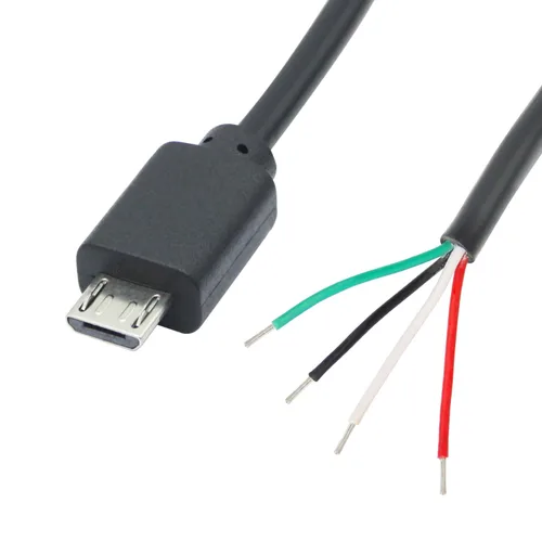 Miniatura 2 de Cable corto micro USB macho de 4 pines de 11 pulgadas, 24AWG USB 5V/2A 4 pines Pigtail Cable de alimentación y datos de extremo abierto,