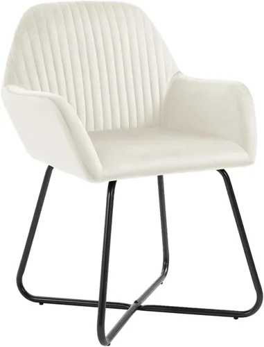 Miniatura 3 de Dining Chair Set of 2 Cream Velvet Upholstered Chairs with Sturdy Steel Frame and Ergonomic Design for Dining Room Kitchen and Living Room Cream a