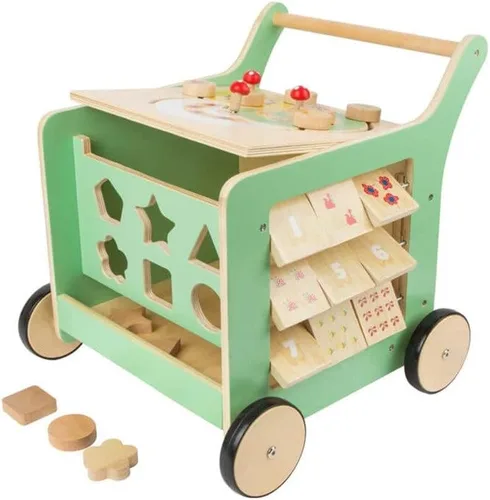 Miniatura 3 de Small Foot Wooden Toys - Andador de madera pastel prémium para bebés y centro de juegos ¡Muévete! Diseñado para niños pequeños de 12 meses