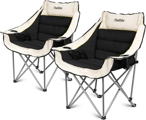 Miniatura 9 de Silla de campamento de gran tamaño para adultos – Silla plegable resistente con portavasos, bolsillo de almacenamiento y bolsa de transporte – Silla