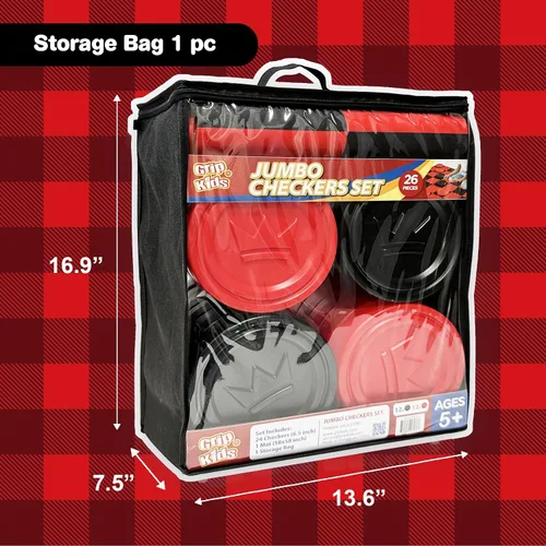 Miniatura 6 de Grip Kids Juego de damas jumbo con bolsa de almacenamiento, tapete de 58 pulgadas, juguetes de juego para exteriores e interiores, juegos de mesa