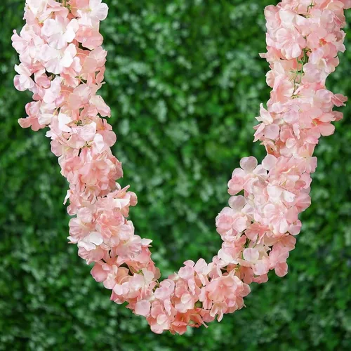 Efavormart - Guirnalda de flores colgantes de hortensias de seda artificial de 7 pies, color oro rosa