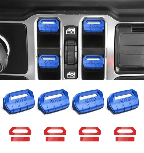 Miniatura 13 de Cubierta de botón de interruptor de ventana de metal para Jeep Wrangler JK JKU 2018 2017 2016 2015 2014 2013 2012 2011, accesorios para interiores
