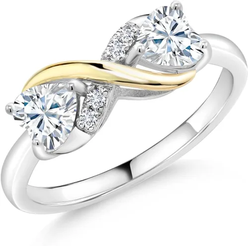 Miniatura 53 de Gemstone Birthstone and Lab Grown Diamond Accents Eternal Love Infinity Ring for Women 925 Silver and 10K Yellow Gold Heart Shape 5MM & Round