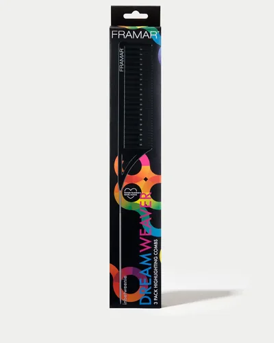 Miniatura 7 de FRAMAR Dreamweaver Juego de Peines para Mechas - Peine Profesional para Mechas con Punta Separadora, Peines para Papel de Aluminio para Mechas, Negro