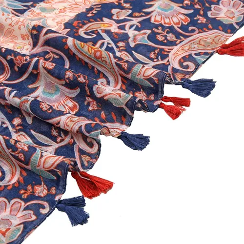 Miniatura 4 de Yeieeo Bufanda bohemia para mujer, ligera, con estampado floral, para otoño e invierno, chal con flecos