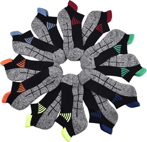 Miniatura 5 de J.WMEET Mens Low Cut Ankle Athletic Socks Cotton Mesh Cushioned Running Ventilation Sports Tab Socks