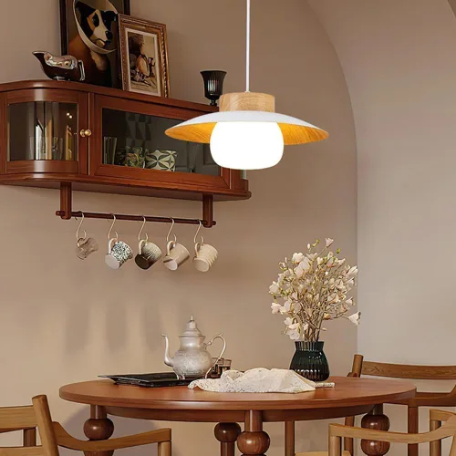 Miniatura 4 de Lámpara colgante de grano de madera, moderna lámpara ajustable de altura ajustable de 13.8 pulgadas, lámpara colgante de techo para cocina, isla