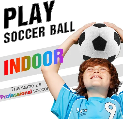 Miniatura 3 de Libima 2 pelotas de fútbol suaves de Navidad para interiores con bomba de 8 pulgadas, tamaño oficial 4, pelota de fútbol deportiva de fieltro