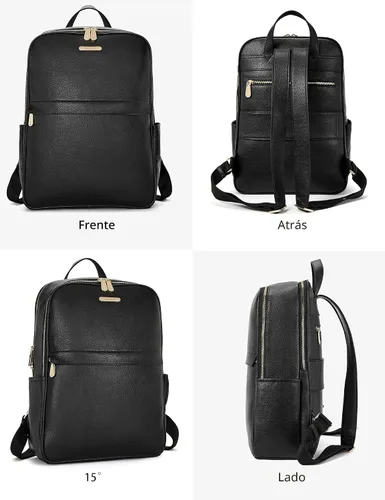 Miniatura 5 de BOSTANTEN Mochila para portátil de 15.6 pulgadas de cuero genuino para mujer, mochila informal para universidad, bolsa de viaje