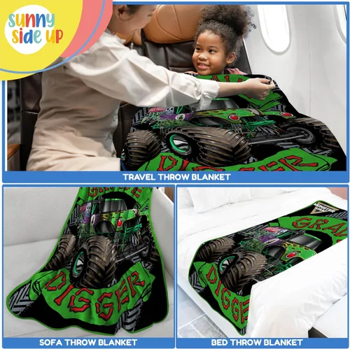 Miniatura 4 de Manta de felpa Monster Jam de Sunny Side Up – Mide 46 x 60 pulgadas – Ropa de cama para niños súper suave y acogedora de forro polar. Negro