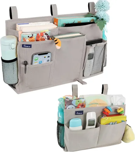 Miniatura 31 de Surblue Caddy Organizador colgante, Bolsa de almacenamiento para cabecera para literas y camas de hospital, Azul Turquesa, L R-Teal