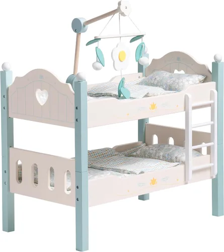 Miniatura 9 de ROBOTIME Literas de muñeca de bebé, cunas de madera para muñecas de 18 pulgadas, cama apilable para muñecas de muñeca para muñecas americanas