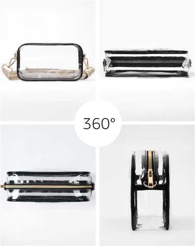 Miniatura 5 de Bulado Bolsa transparente para eventos de estadio, monederos transparentes para mujeres con correa ajustable, bolsa cruzada para fanáticos