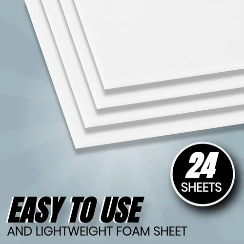 Miniatura 6 de 24 hojas de espuma EVA blanca para cosplay en hojas de 9 x 12 pulgadas; espuma gruesa de alta densidad 187.4 lbs/m³, 0.079 in (1/12 pulgadas); ideal