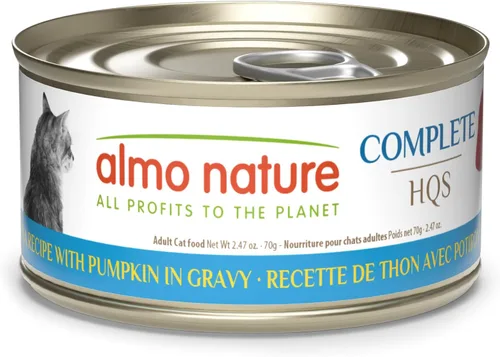 Miniatura 12 de almo nature HQS Complete CAT - Receta de atún húmedo para gatos con calabaza en salsa, comida para gatos sin granos, 9.87 onzas (paquete de 24)