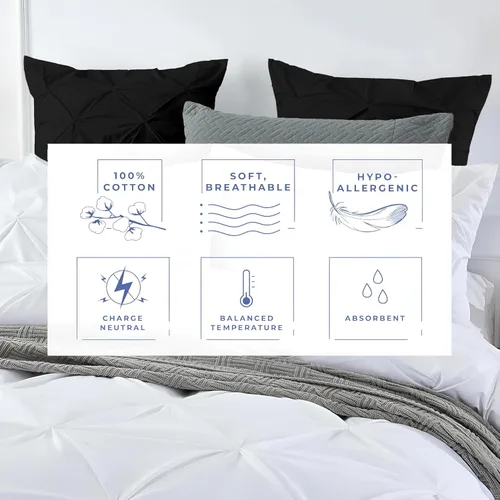 Miniatura 4 de Kotton Culture Juego de 2 fundas de almohada plisadas de 24 x 24 pulgadas, fundas de almohada decorativas, 100% algodón egipcio de 600 hilos, aptas