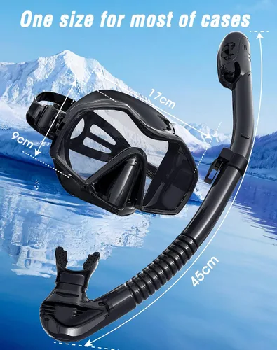 Miniatura 6 de Skarif Equipo de esnórquel para adultos, máscara de esnórquel para adultos, juego de esnórquel con vista panorámica de 180°, máscara de buceo