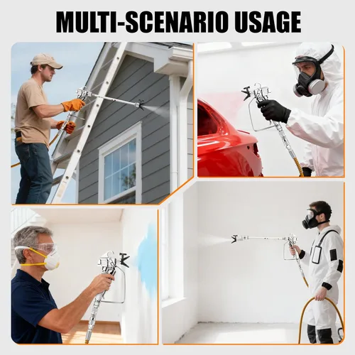 Miniatura 7 de Kit de pistola pulverizadora sin aire de 15 piezas, pistola pulverizadora de pintura sin aire de 3600 PSI con manguera de alta presión de 25 pies