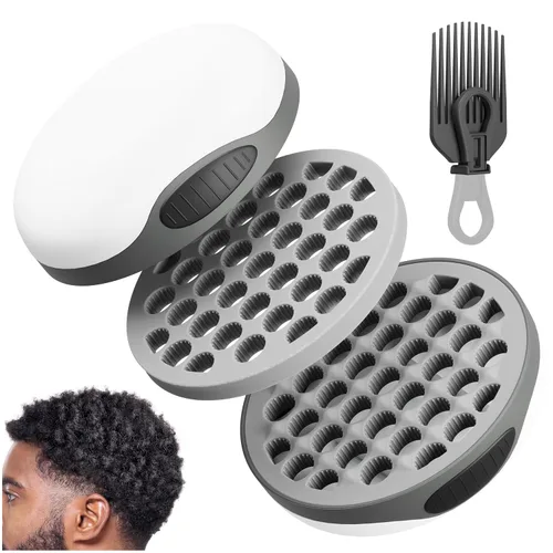 WTTORDE Cepillo de silicona con peine de púa, peine rizado para rizos afro, rizador de agujeros pequeños para hombres, mujeres, niños y niñas, gris,