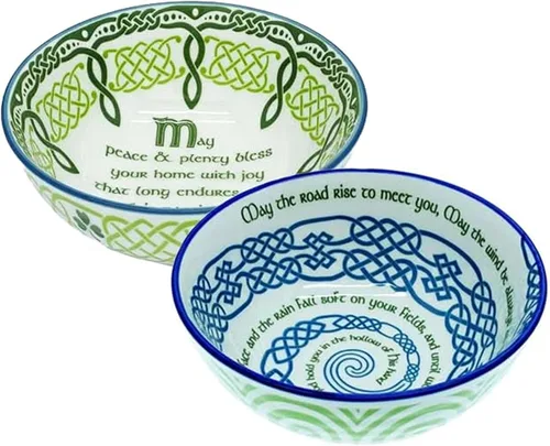 Royal Tara Juego de 2 cuencos de cerámica irlandesa, utensilios de cocina celta para servir sopas, guisos, ensaladas, platos mezcladores de 2
