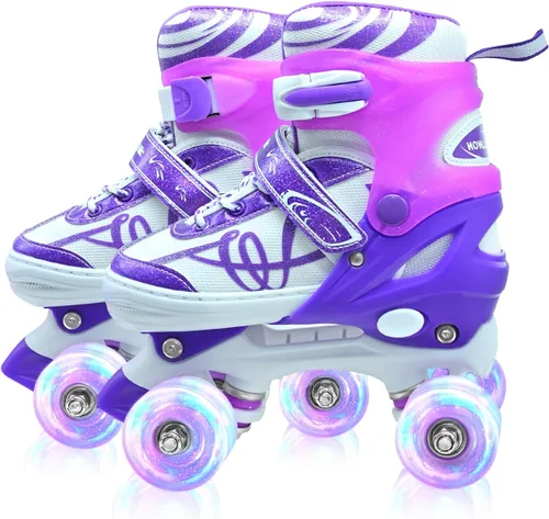 Miniatura 9 de Patines de ruedas para niños, patines ajustables para jóvenes y adolescentes de 5 a 8 años, 8 a 12 y 12 a 14 años, con ruedas iluminadas, patines