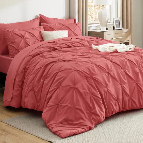 Miniatura 18 de Bedsure - Juego de edredón tamaño matrimonial verde azulado - Juego de ropa de cama tamaño matrimonial en una bolsa de 7 piezas, juego de cama 14