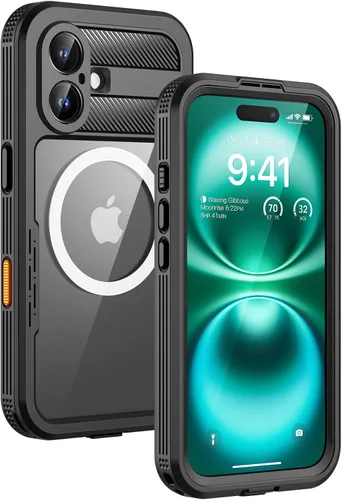 Miniatura 14 de Lanhiem Funda magnética para iPhone 17 Pro Max, IP68 impermeable, a prueba de polvo, compatible con Magsafe, protector de pantalla integrado, cuerpo