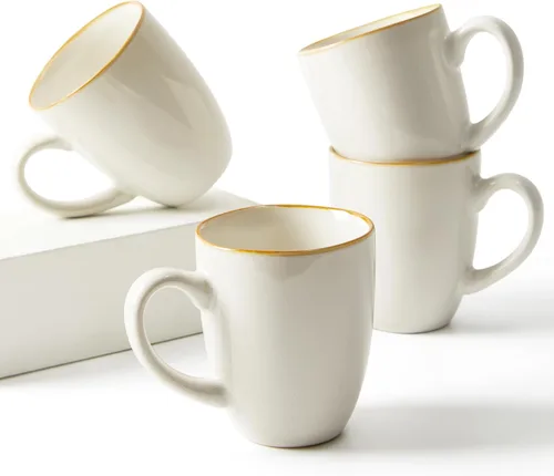 Miniatura 10 de Taza de café Pokini 14 oz, juego de 4 tazas de café de cerámica, taza con esmalte reactivo para café con leche/té/capuchino, juego de tazas grandes