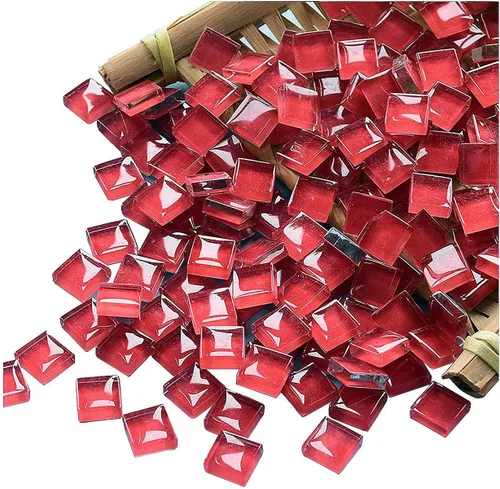 Miniatura 24 de 100 Piezas de Azulejos de Mosaico a Granel de Colores Surtidos, Azulejos de Vidrio Opaco para Manualidades de Mosaico DIY, Adornos para el Hogar