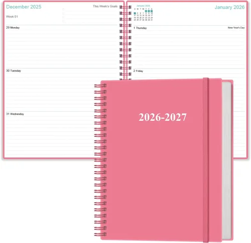 Miniatura 22 de Agenda 2026-2027 – Agenda semanal y mensual de 18 meses de enero de 2026 a junio de 2027, planificadores en espiral 2026-2027 con cierre elástico
