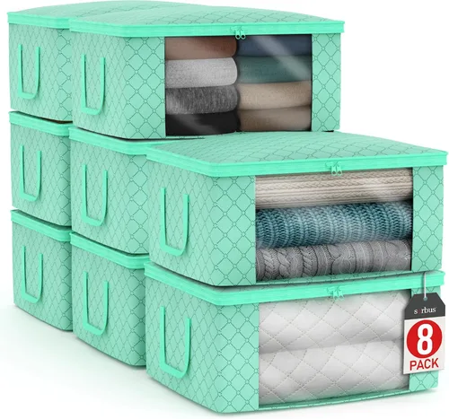 Miniatura 8 de Sorbus Bolsas de Almacenamiento de Ropa Medianas – Contenedores de Almacenamiento de Mantas Plegables para Organizar Dormitorio, Armario, Ropa, Beige