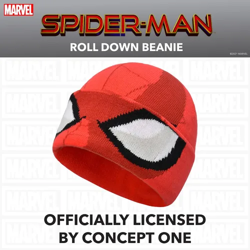 Miniatura 4 de Concept One Marvel Spider-Man Miles Morales Roll Down Cuff Beanie Hat, Knitted Winter Skull Cap