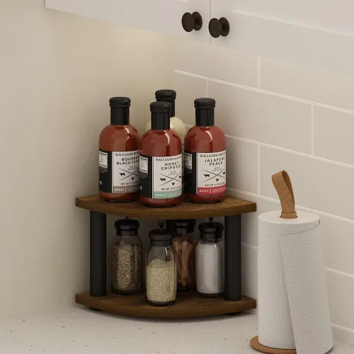 Miniatura 2 de Furinno Turn-N-Tube Organizador de encimera de cocina, estante organizador de encimera de esquina de 2 niveles, estante esquinero, para cocina