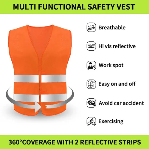 Miniatura 2 de Chaleco de seguridad, chaleco reflectante de alta visibilidad para hombres, trabajo, ciclismo, corredor, topógrafo, voluntario, carretera