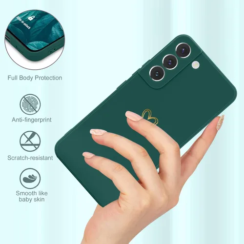 Miniatura 3 de Wirvyuer Funda para Samsung Galaxy S22, bonita funda delgada a prueba de golpes con soporte de carga inalámbrica y protección, verde