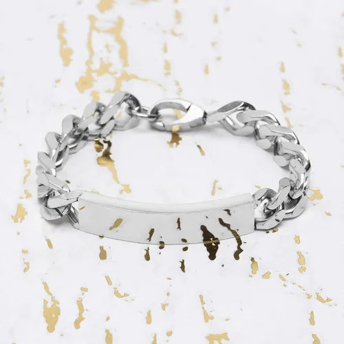 Miniatura 3 de Steve Madden - Pulsera de acero inoxidable pulido con placa de identificación de 7.0in para hombre