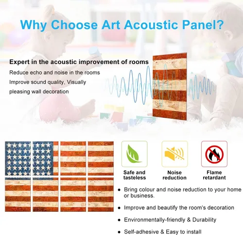 Miniatura 7 de JBER Paneles acústicos artísticos, paneles acústicos de 48 x 32 pulgadas, arte de pared que absorbe el sonido, paneles acústicos decorativos, bandera