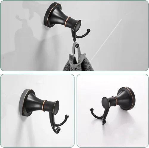 Miniatura 6 de Hoimpro Juego de Accesorios de Baño de Bronce Frotado con Aceite, Conjunto de 4 Piezas de Herrajes de Montaje en Pared con Barra Portatollas Bronce