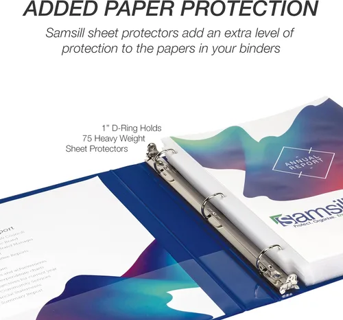 Miniatura 133 de Samsill - Carpeta duradera de 5 pulgadas, fabricada en los Estados Unidos, con anillos en D, transparente y personalizable, color blanco